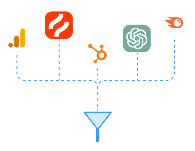 Various apps going into a funnel.
