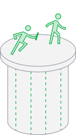 Icon illustration of a runner passing a baton to another