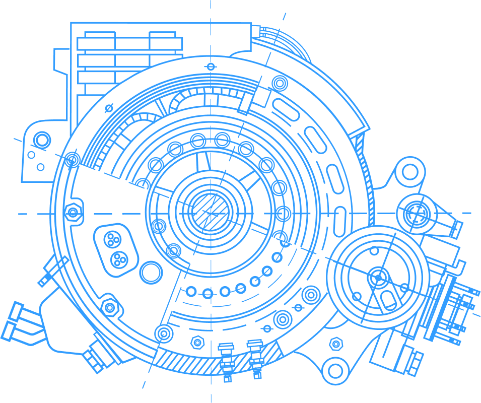 Schematic - Engine Cross Section - Blue