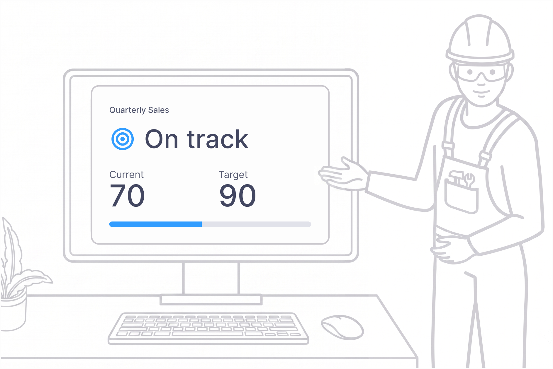 Graphic - Person presenting on track sales target