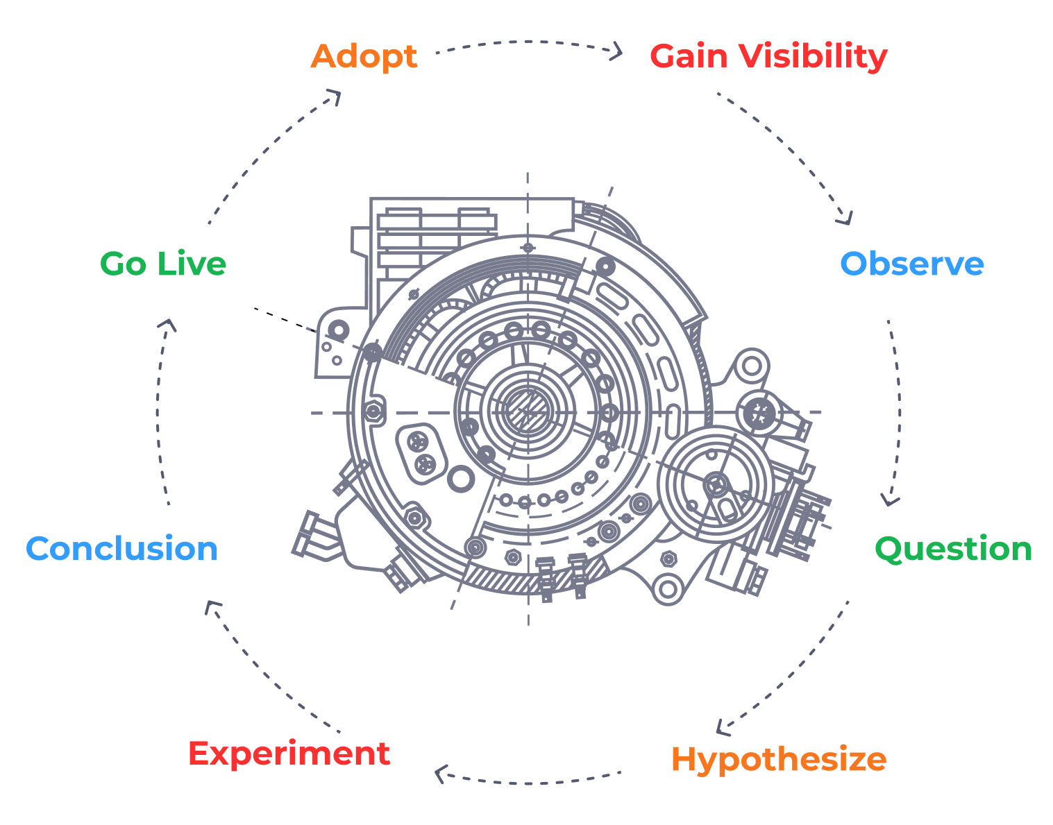 Science of the Revenue Engine: Gain Visibility, Observe, Question, Hypothesize, Experiment, Conclusion, Go Live, Adopt